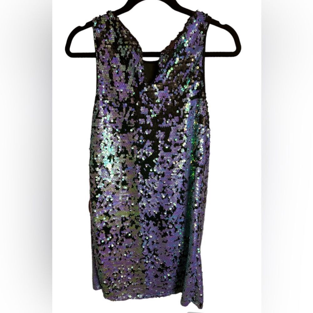Honey Punch Black/ Blue, Aqua Sequins Change of Color Mini Dress Size M - Picture 8 of 12